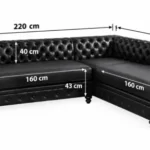 Black Leather Chesterfield L Shape Sofa Dimensions