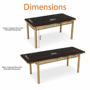 Black Marble Extendable Dining Table UK Made