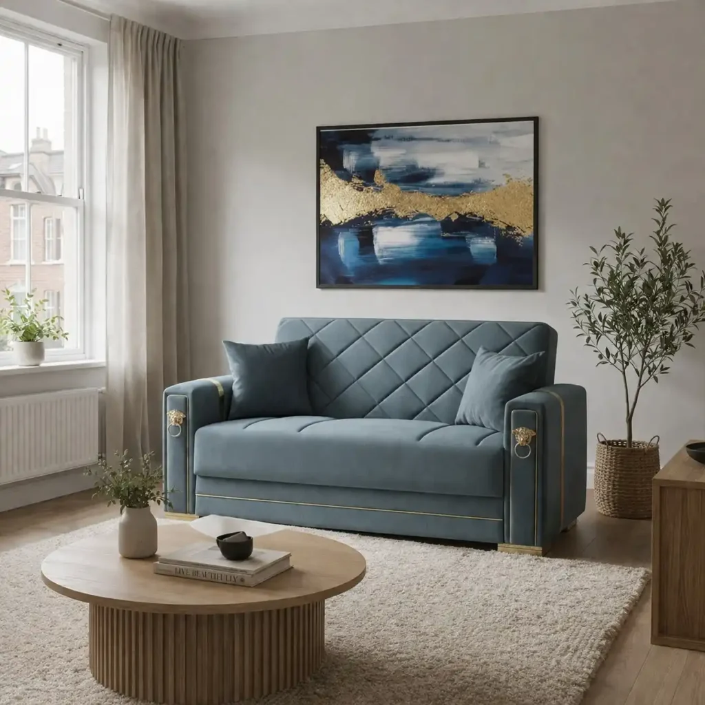 Blue Arte 2 Seater Sofa Bed