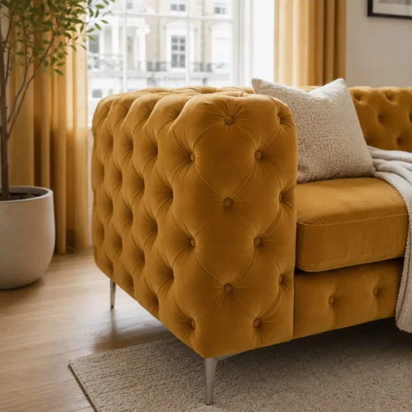 Classic Italian Chesterfield 3+2+1 Sofa Set Arm Closeup