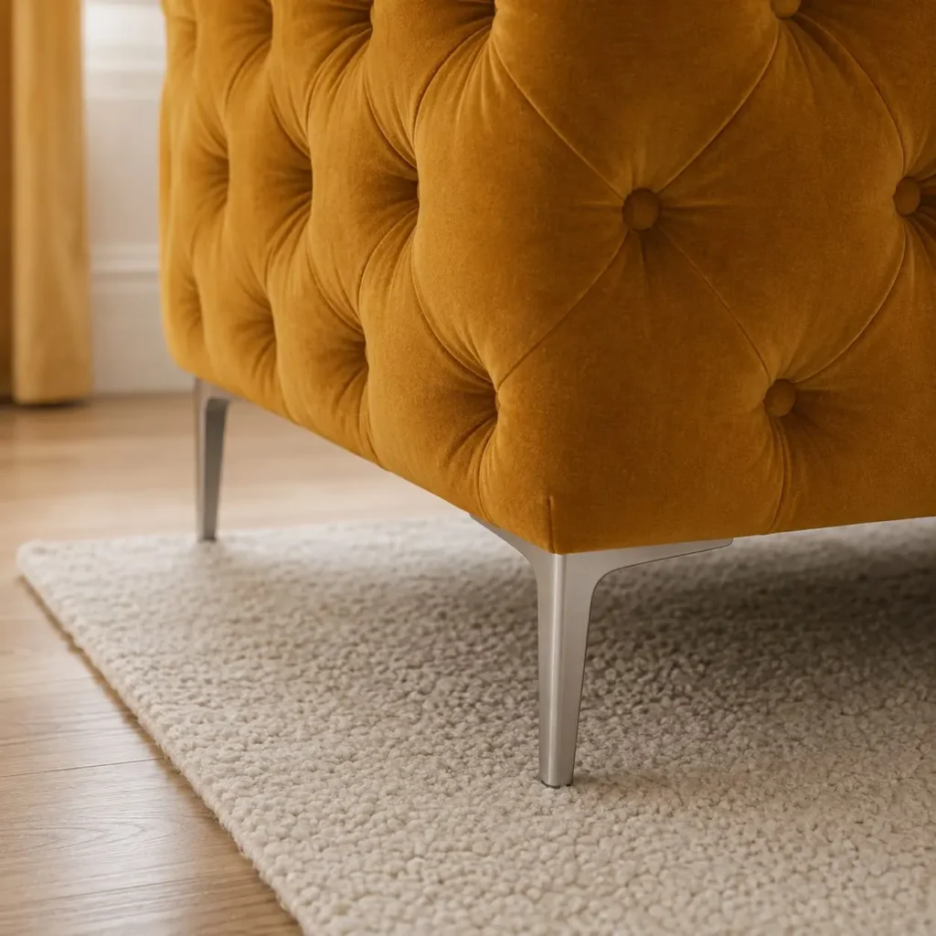 Classic Italian Chesterfield 3+2+1 Sofa Set leg closeup