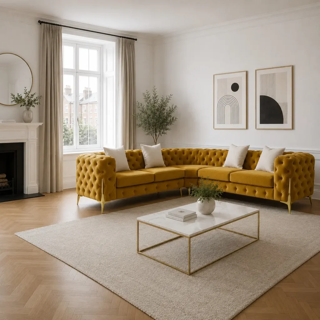 Classic Italian Chesterfield Corner Sofa | Modern Elegance