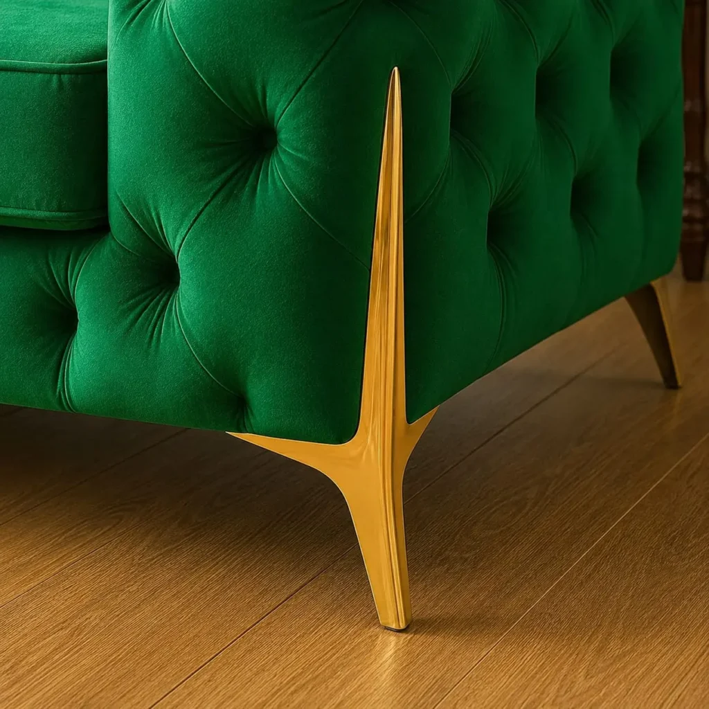 Classic Italian Chesterfield - Leg closeup - Green