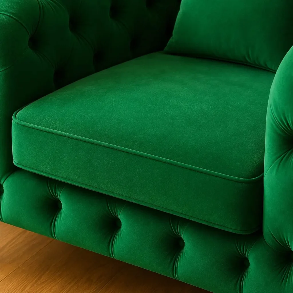 Classic Italian Chesterfield - Seat closeup - Green