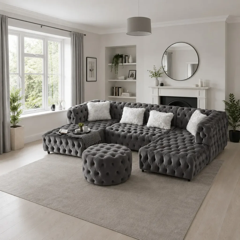 Classic Italian Chesterfield U Shape Sofa