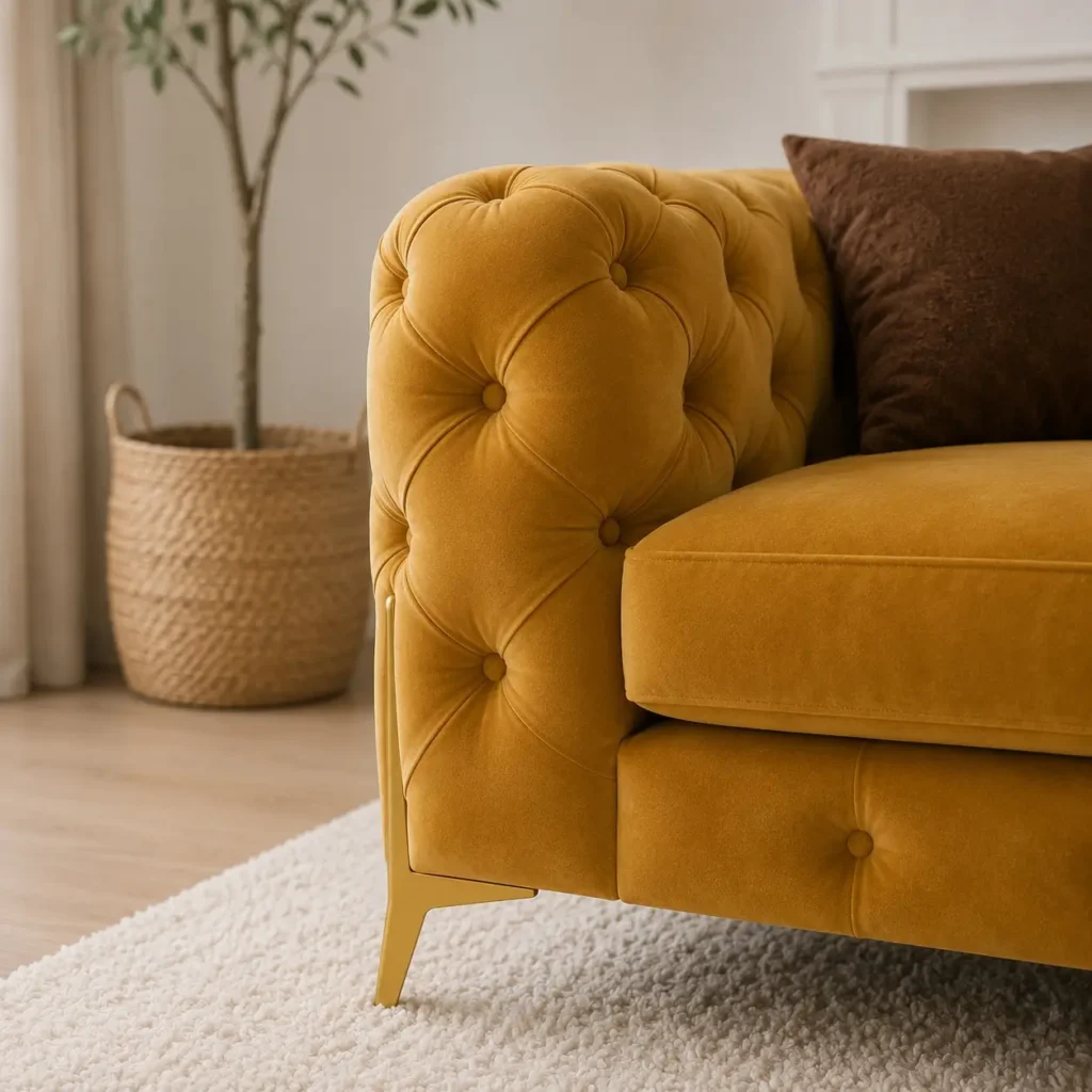 Classic Italian Chesterfield - arm closeup Golden