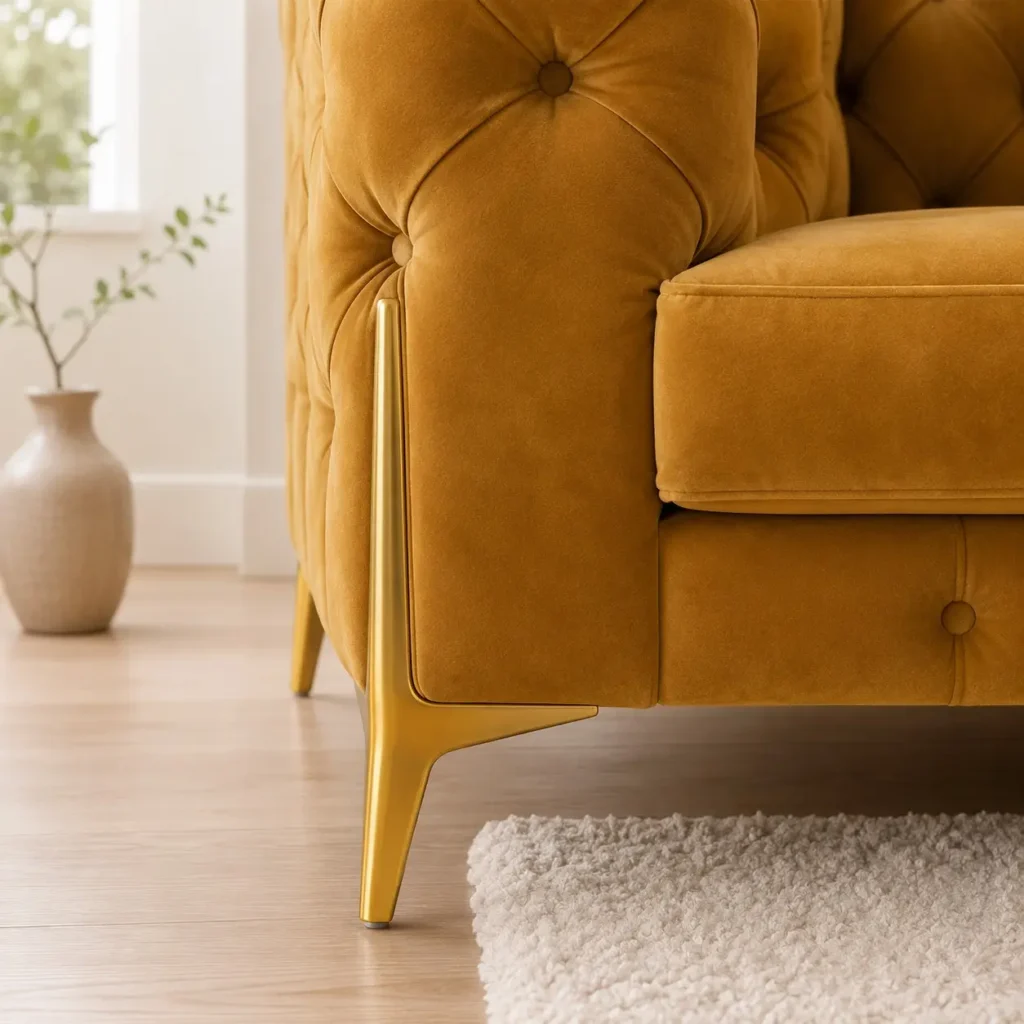 Classic Italian Chesterfield - leg closeup Golden