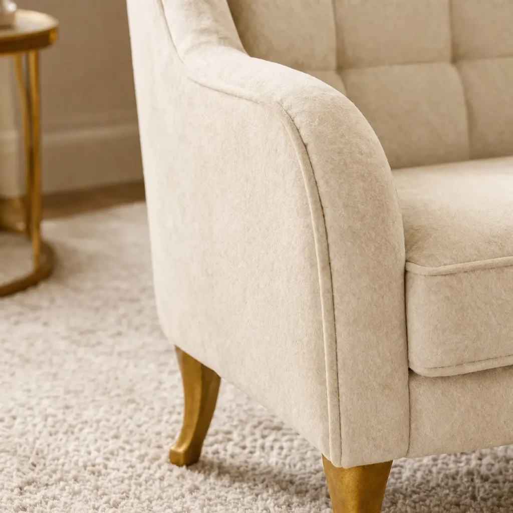 Cozy Cream Armchair Sofa Bed - Arm CloseUp