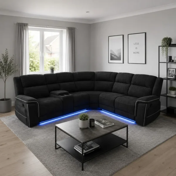 Electric Recliner Corner Sofa - Room Setup - Black