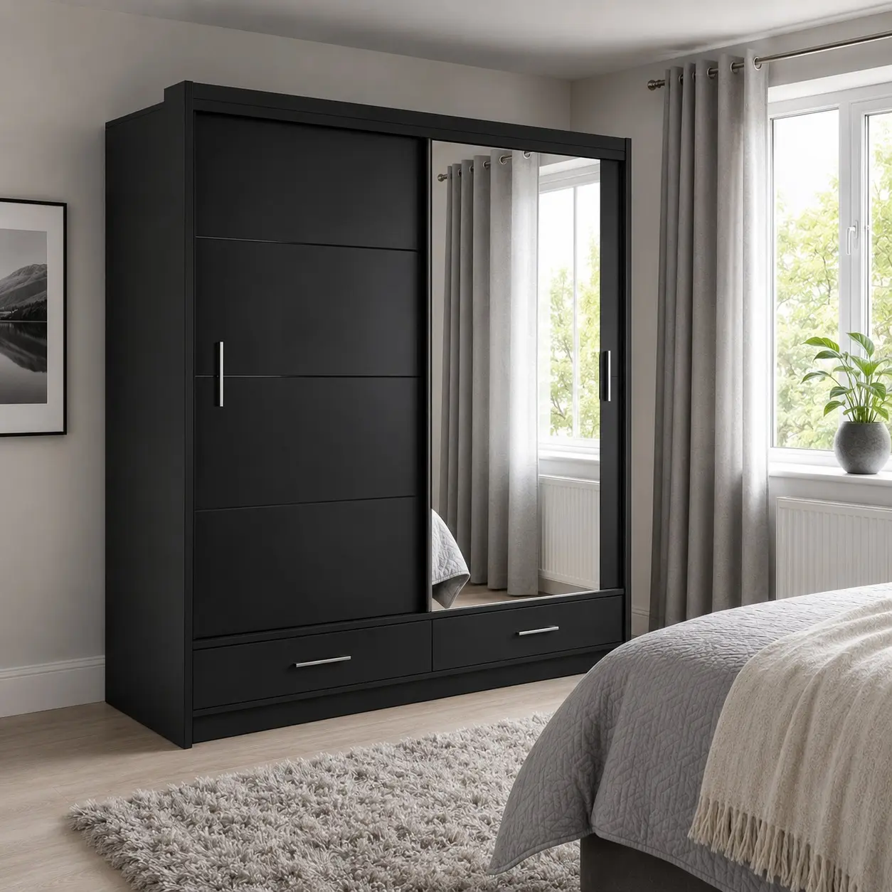 Florence 205cm Sliding Mirror Wardrobe - Image 4
