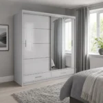 Florence 205cm Sliding Mirror Wardrobe - White