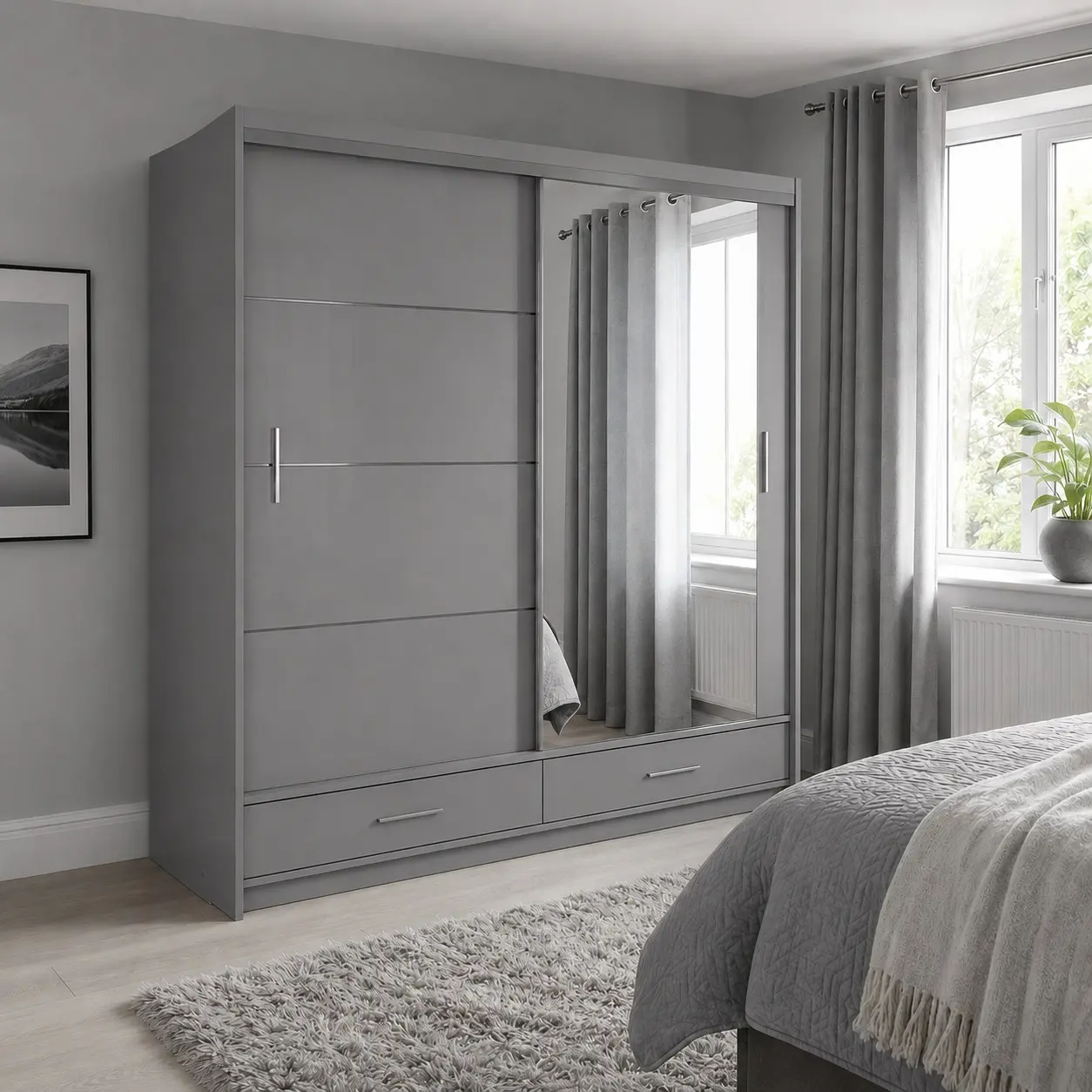 Florence 205cm Sliding Mirror Wardrobe - Image 2