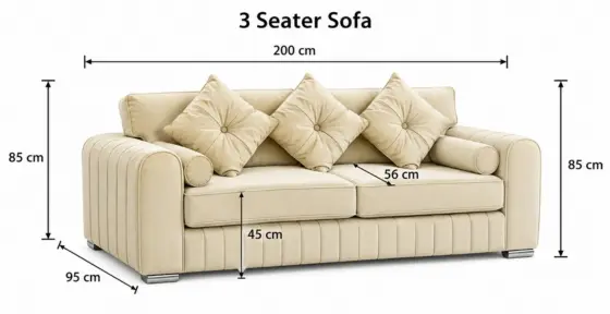Harper 3 Seater Sofa Dimensions
