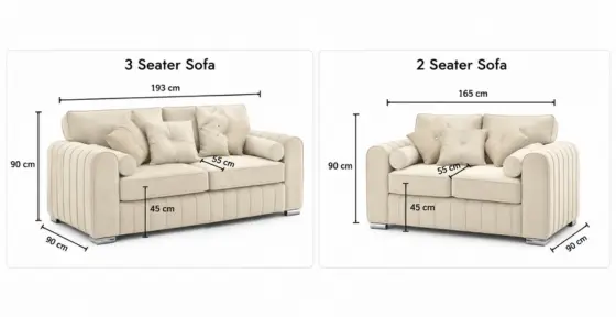 Harper 3+2 Seater Sofa Dimensions