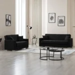 Hegel 3+2 Seater Sofa Bed Set - Black