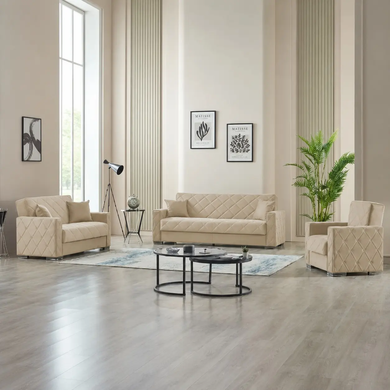 Hegel 3+2+1 Seater Sofa Bed Set - Beige