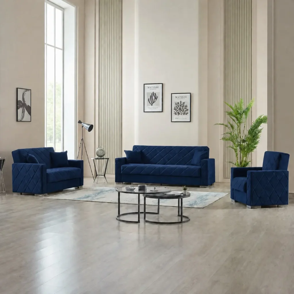 Hegel 3+2+1 Seater Sofa Bed Set - Blue