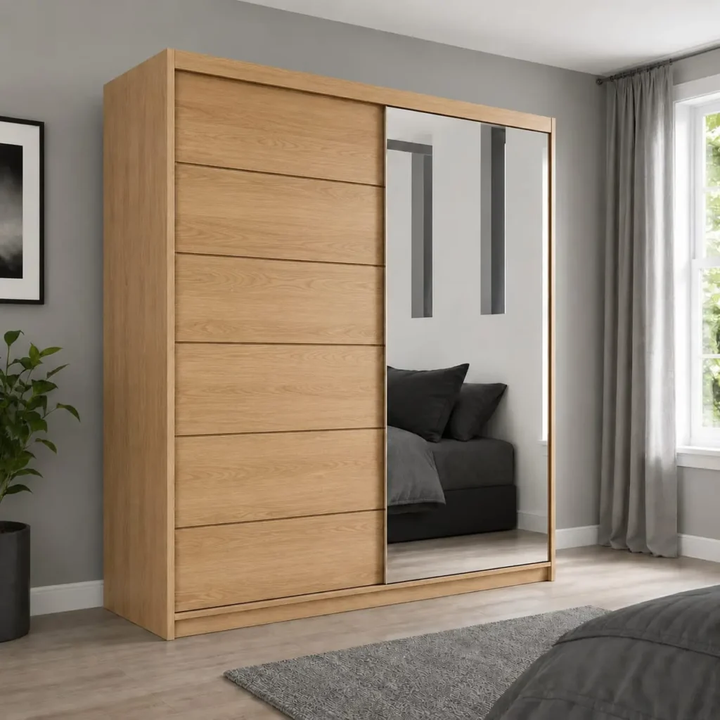 Infinity 150cm Sliding Mirror Wardrobe - Oak