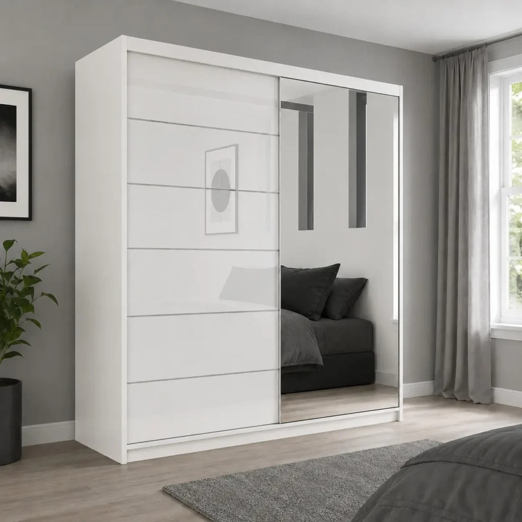 Infinity 150cm Sliding Mirror Wardrobe - White