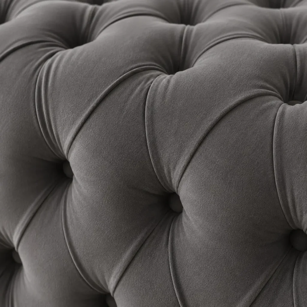 Italian Chesterfield U Shape sofa fabric closeup