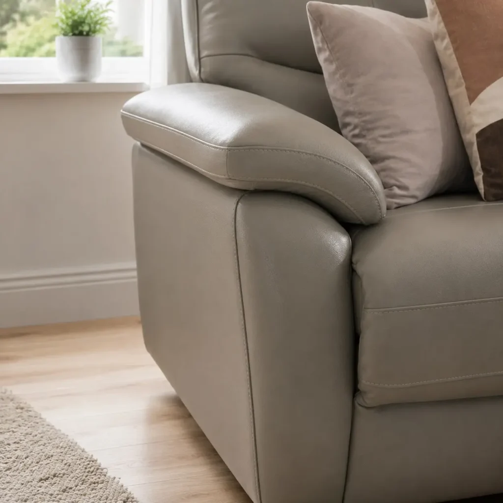 Leather Recliner 2 Seater Sofa - Arm Closeup