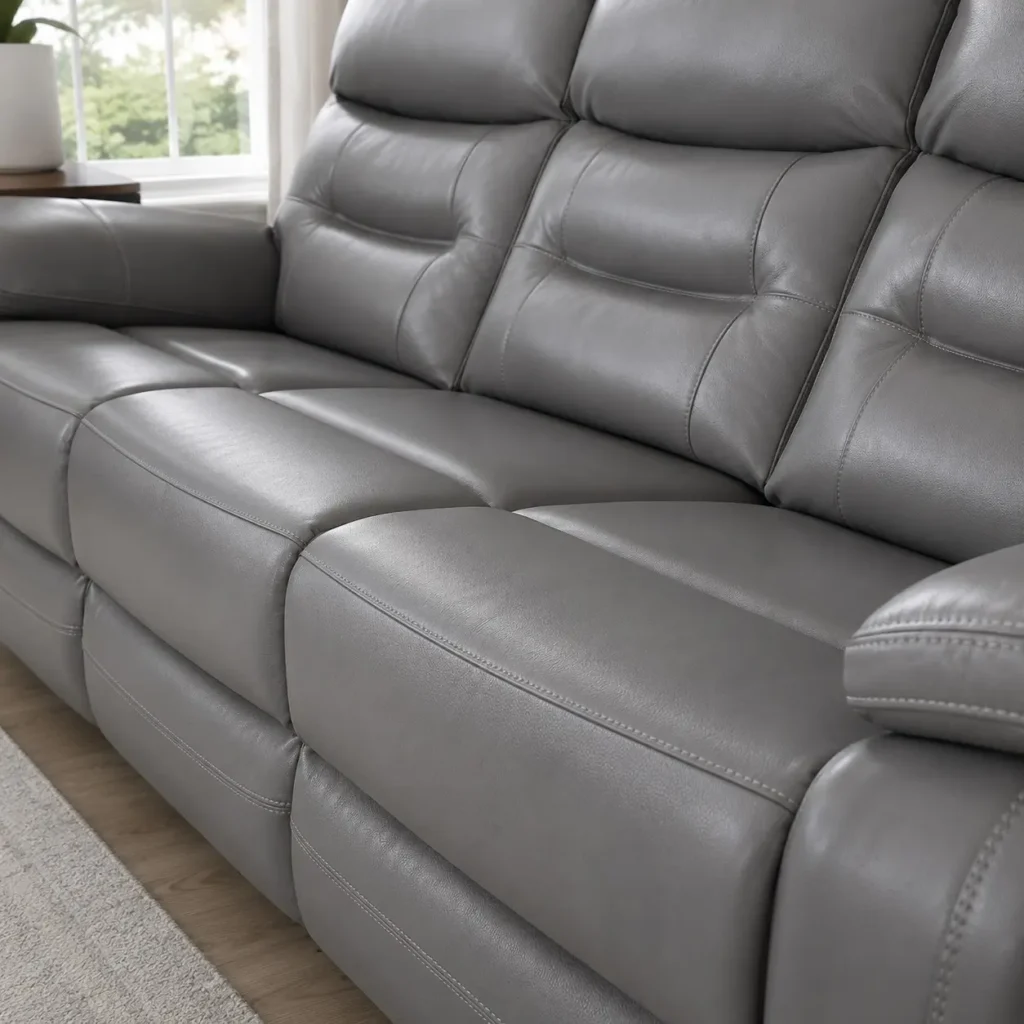 Leather Recliner 3+2 Seater Sofa Set - Seat Closeup