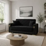 Leon 2 Seater Sofa Bed in Black Colour