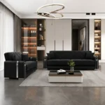 Leon 3+2 Seater Sofa Bed Set in Black Colour