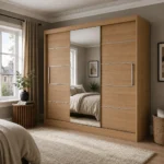 Lyon 250cm Sliding Mirror Wardrobe - Oak