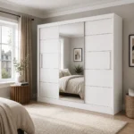 Lyon 250cm Sliding Mirror Wardrobe - in White