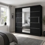 Lyon 250cm Sliding Mirror Wardrobe - in room setup
