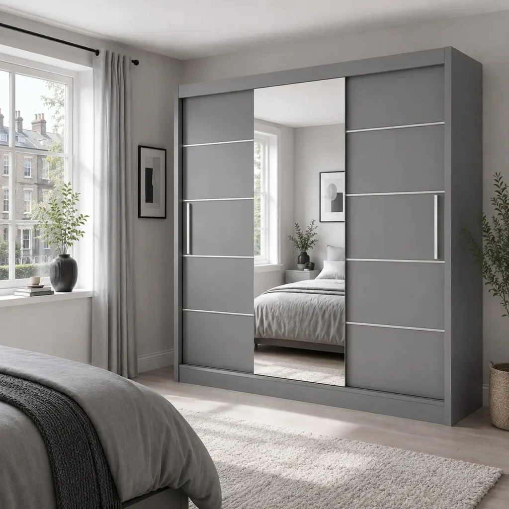 Lyon 250cm Sliding Mirror Wardrobe - white
