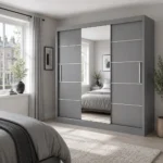Lyon 250cm Sliding Mirror Wardrobe - white