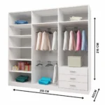 Manhattan Sliding Mirror Wardrobe 250cm Dimensions