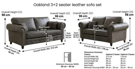 Oakland 3+2 seater Leather Sofa -climax-furniture
