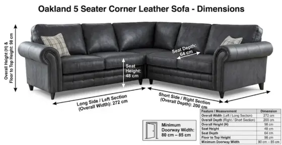 Oakland 5 SeaterCorner Leather Sofa -climax-furniture