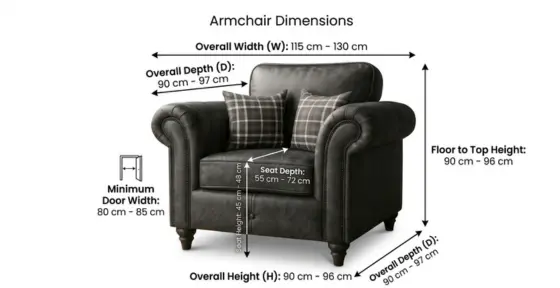 Oakland leather armchair and sofa set for living room interior