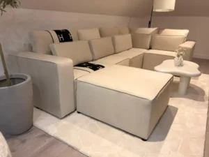 Sloane L shape sofa in velvet fabric