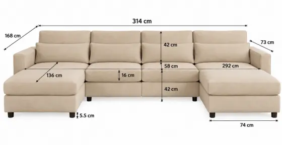 Soho U Shape Sofa Dimensions