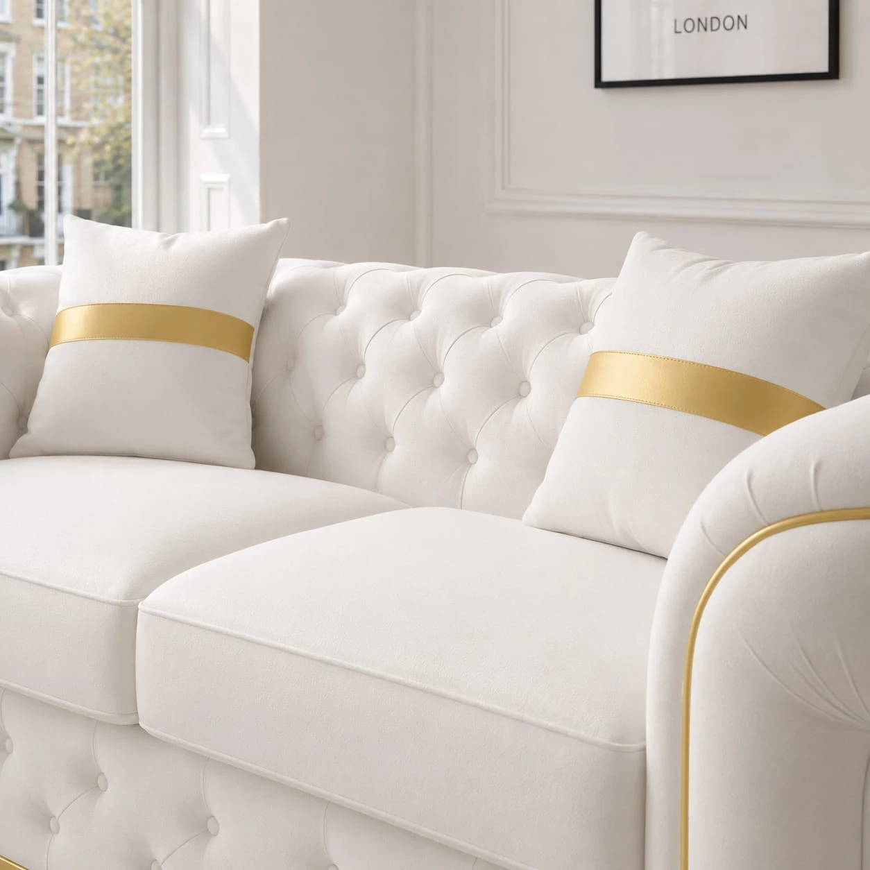 Turkish 3+2+1 Seater Sofa Set | Handmade Chesterfield Style - Image 4