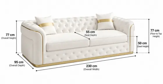 Turkish 3 Seater Sofa Dimensions