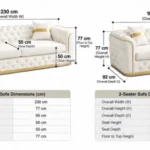 Turkish 3+2 Seater Sofa Set Dimensions