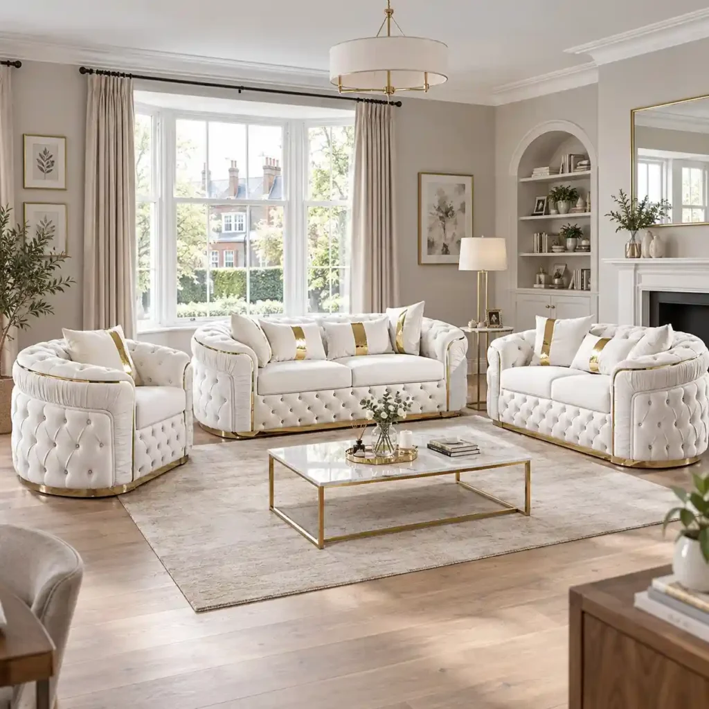 Turkish 3+2+1 Seater Sofa Set in Room Setup