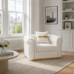 Modern Turkish Armchair | Tufted Velvet with Gold Trim