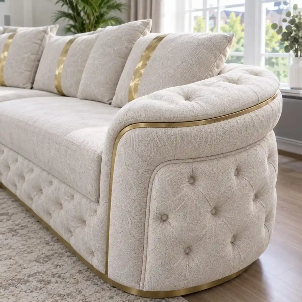 Turkish L Shape Sofa Arm Closeup