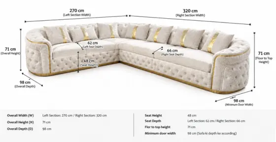Turkish L Shape Sofa Dimensions