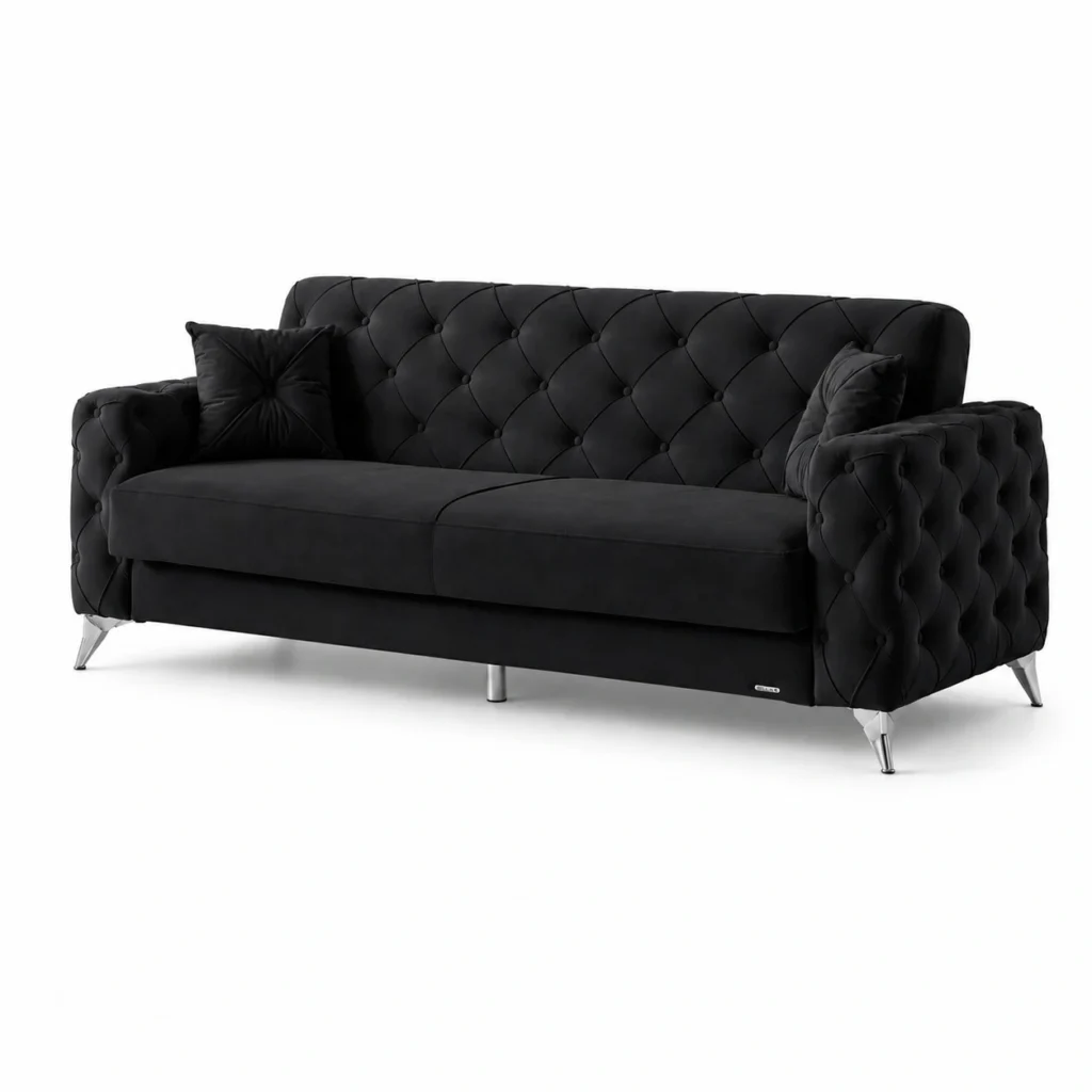 Zumrut 2 Seater Sofa Bed in Black Colour