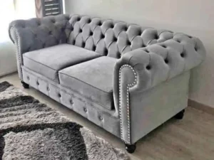 chesterfield 2 seater sofa in velvet fabric