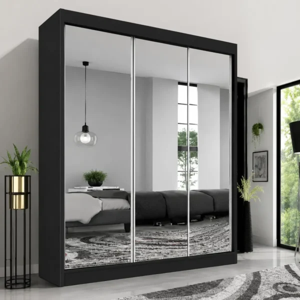 Milan 250cm Sliding Mirror Wardrobe