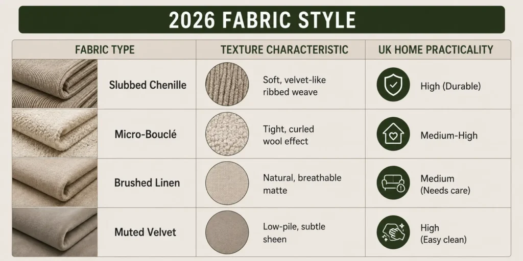 High-Tactility Fabrics: Chenille, Bouclé & Slubbed Linen 